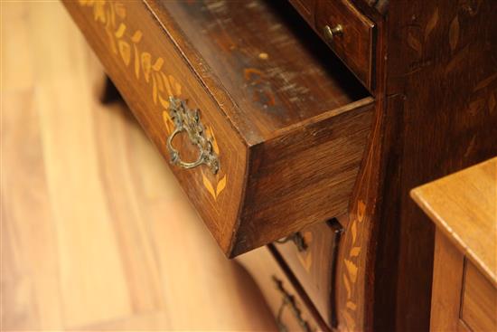 An early 19th century Dutch marquetry oak bureau, W.3ft 6in.